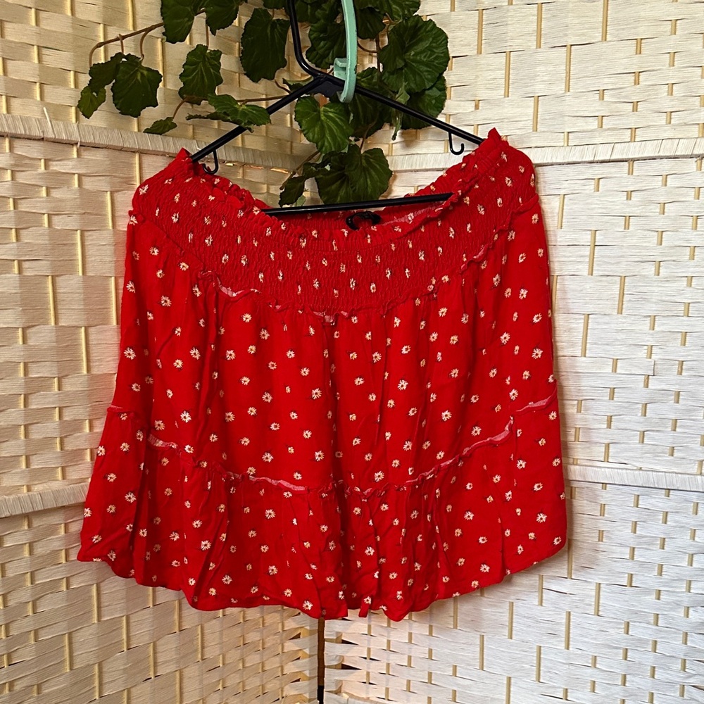 Skies Are Blue Crimson Floral Skirt